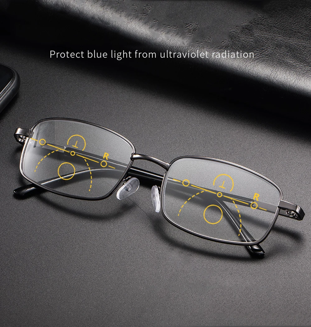 

Progressive Multifocus Ultralight Full-rim Reading Glasses Women Men See Near and Far Anti Blu Classic Fashion 1 2 3 to 4