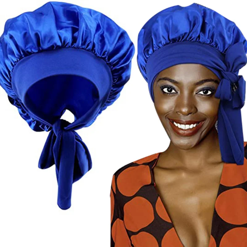 

Female Adjustable Hair Bonnet For Sleeping African Big Large Modern Style Top Selling Bonnets For Women Satin Fashion Wholesale