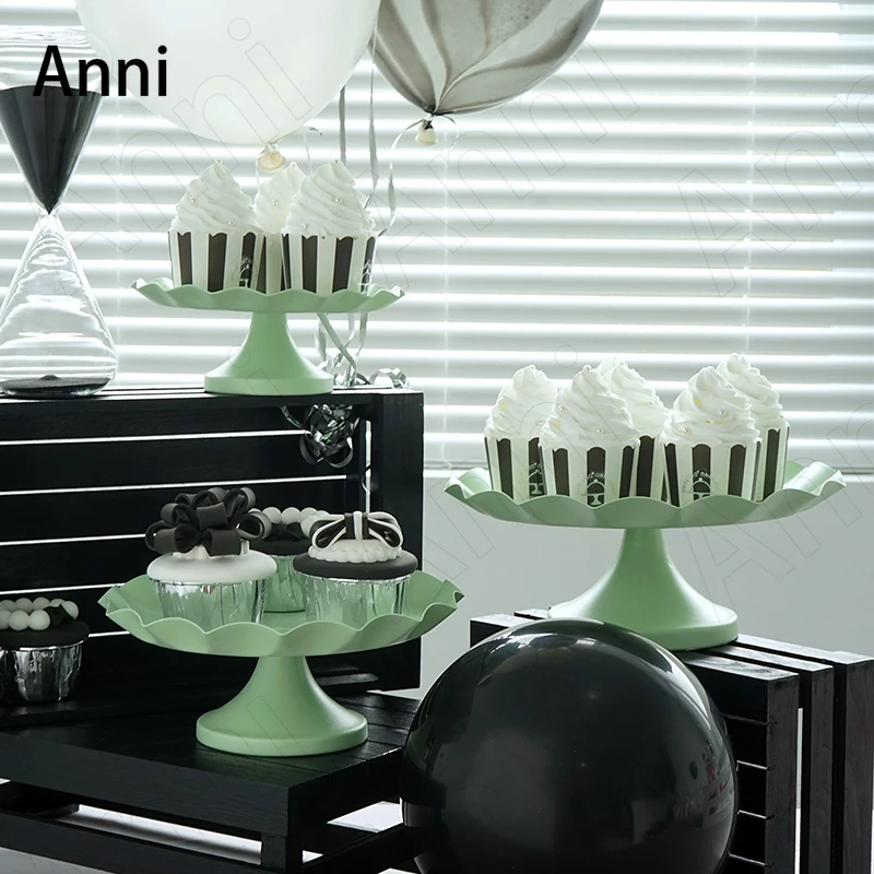 Creative Green Wave Decorative Cake Stand Nordic Modern Dessert Display Rack Coffee Shop Pastry Ornaments Wedding Decoration