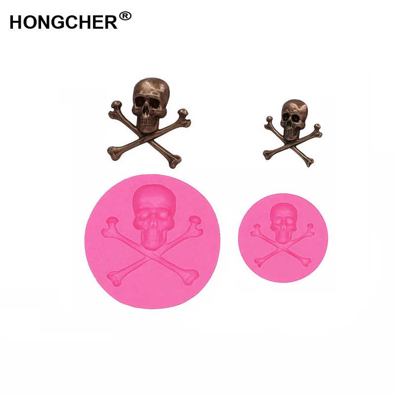 Halloween pirate skull ghost bone fudge silicone mold chocolate mould cake dessert decoration molds kitchen baking cooking tool