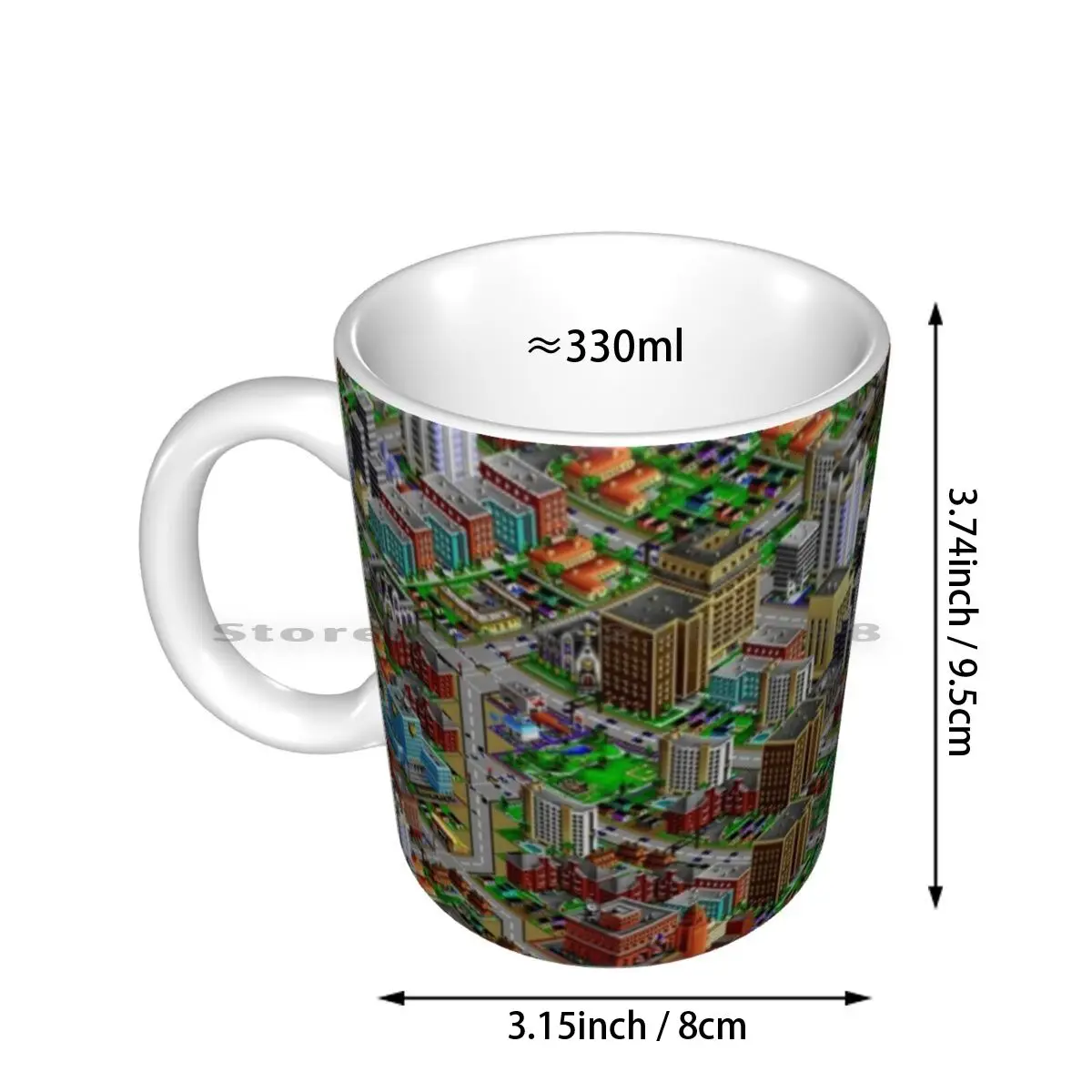 Simcity 2000 No Logo Sim City Zoom-Hd ( High Contrast ) Ceramic Mugs Coffee Cups Milk Tea Mug Simcity Sim City Sim City 2000