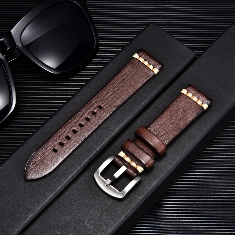 Vintage Vegetable Tanned Leather Watch Strap Men Women Watchband 18mm 20mm 22mm 24mm Straps Bracelet Watches Accessories