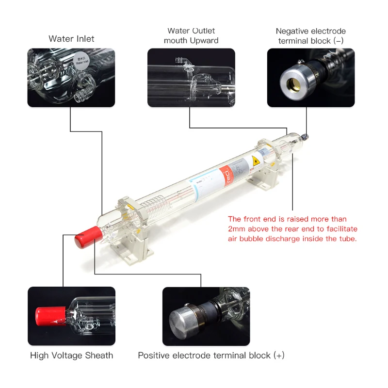 Imagem -05 - Tubo do Laser de Reci para a Máquina de Corte do Laser t1 Longa Vida 10000 Horas Co2 80w 100w 130w 150w 180w