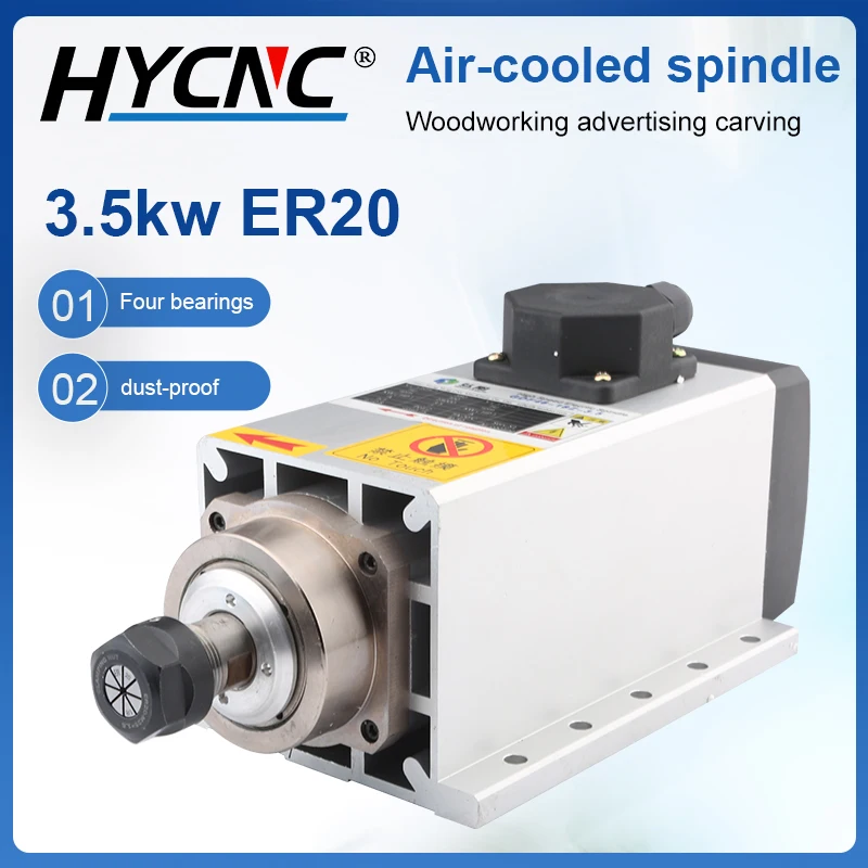 Air Cooled Spindle Motor CNC Milling Machine 3.5kw 300Hz ER20 Chuck Air Cooled Woodworking Engraving Milling Machine Accessories