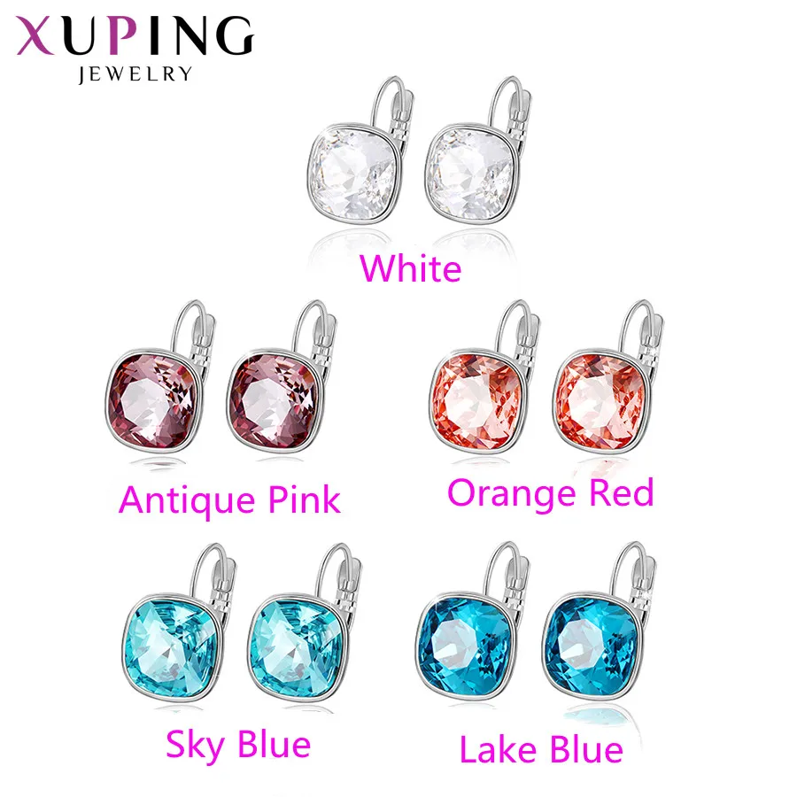 Xuping Jewelry Charm Shinning Square Gold Plated Fashion Earrings  with Crystal Stone Women Jewellery Gifts A00610701