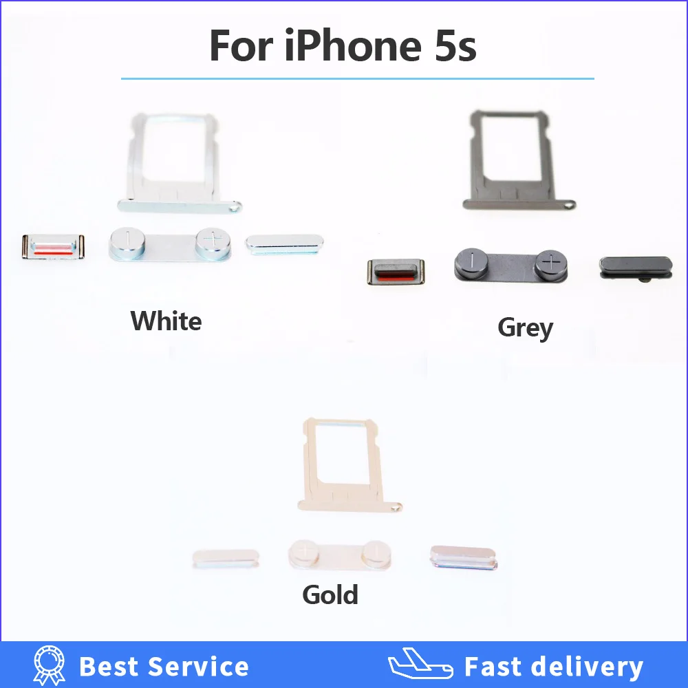 Side Button for iPhone 4 4s 5 5S side keypads Full Set gold /silver /gray colors replacement Power On Off + Volume Switch + Mute