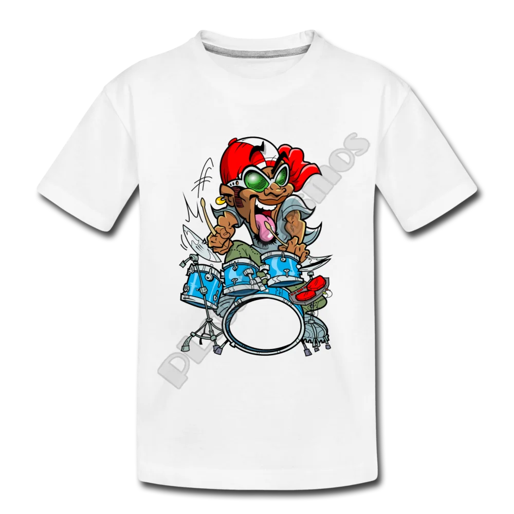 Drummer Cartoon Kids T-Shirt 3D All Over Printed Kids t shirts Boy For Girl Funny Animal Summer Short Sleeve