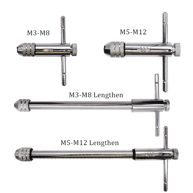 調整可能なラチェットネジ棒レンチスクリュータップホルダーツールM3-M8延長ロングハンドル