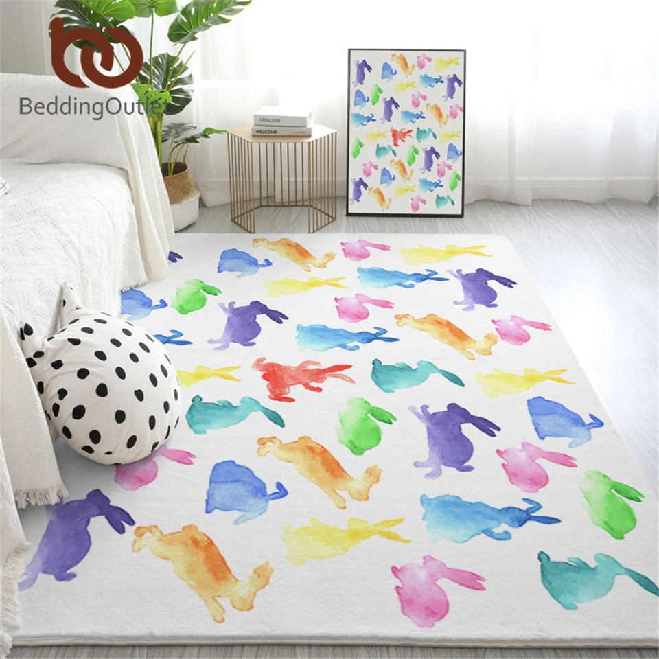 BeddingOutlet Rabbit Decorative Carpets for Living Room Cartoon Floor Mat Animal Kids Bedroom Area Rug Colorful Alfombra 152x244