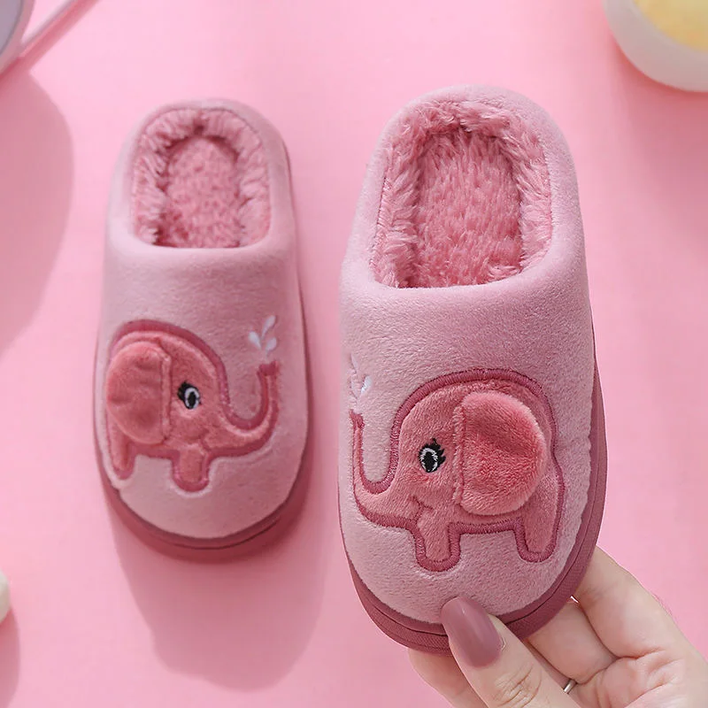 KIDS Winter Warm Home Slippers Kids Indoor Shoes Girls pink House Floor Slides Boy Sliders Child Cotton shoes
