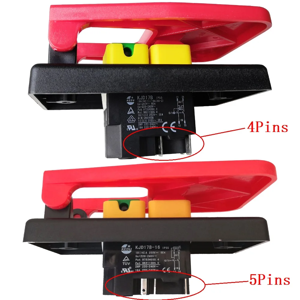 المفاتيح الكهرومغناطيسية مفتاح الضغط الصناعي مع غطاء إيقاف الطوارئ KEDU KJD17B-16 KJD17B KJD17B/120 فولت 4 دبابيس 5 دبابيس #3