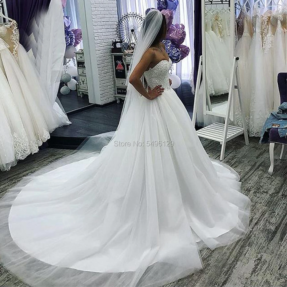 

Unique Beading Tulle Wedding Dress Sexy Sweetheart Off Shoulder A Line Bridal Gowns Elegant Robe de Mariee Corset Bride Dresses