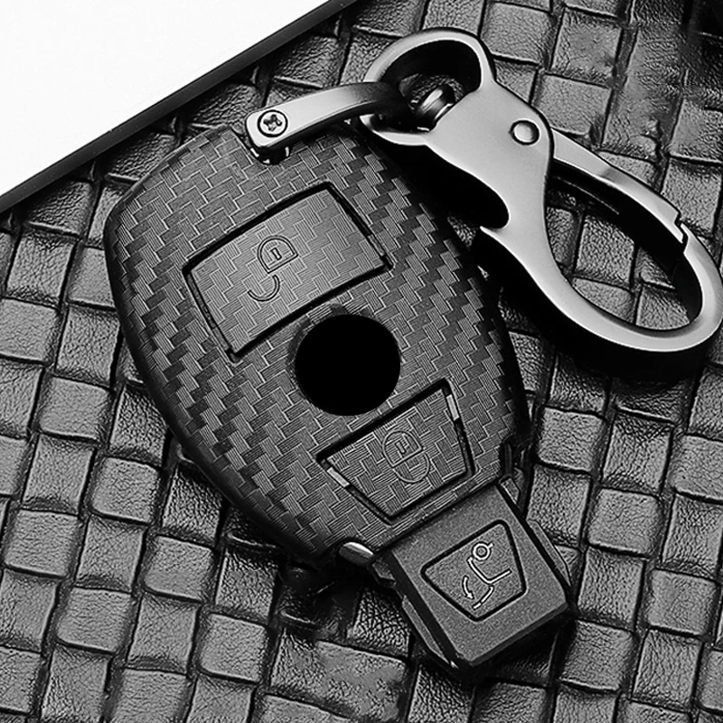 Carbon fiber Plastic Car Key Case Cover For Mercedes Benz A B C E G Class C200 C300 E350 W205 E260L GLK A45 AMG BGA Accessories