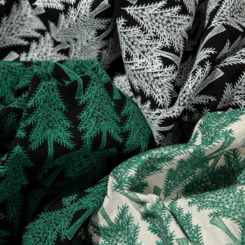 

125cm Width Cedar pattern cotton linen DIY hand embroidery embroidered fabric clothing clothing fabric sofa apron high-end linen