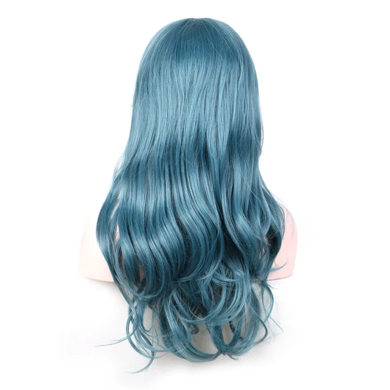WoodFestival Synthetic Hair Wigs For Women Long Cosplay Wig With Bangs Wavy Pink Red Blonde Blue Green White Purple Black Grey