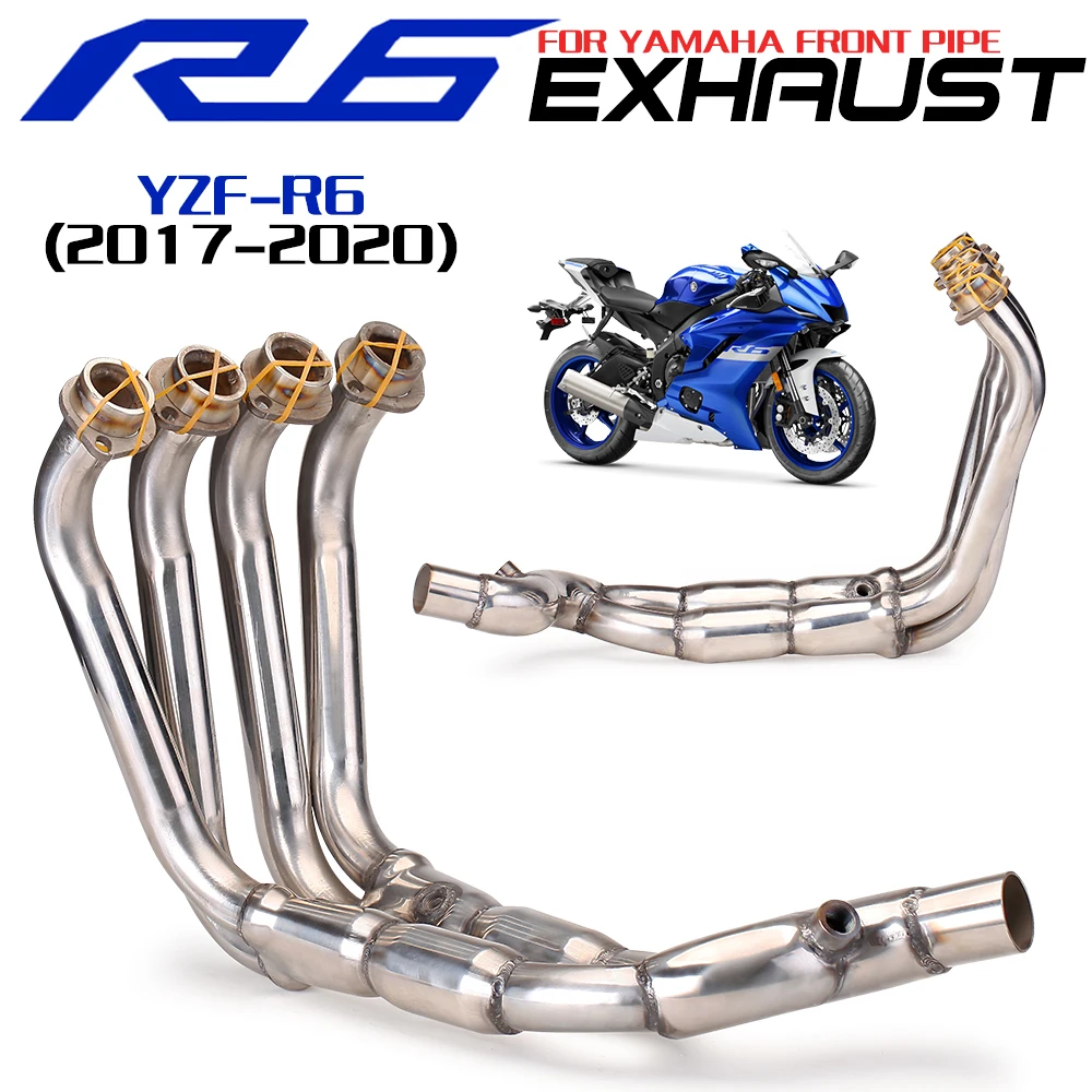 Motorcross Exhaust Full System Motorcycle Modified Front Mid Pipe Muffler Bicycle Slip on Stainless Steel Link For YAMAHA R6 YZF