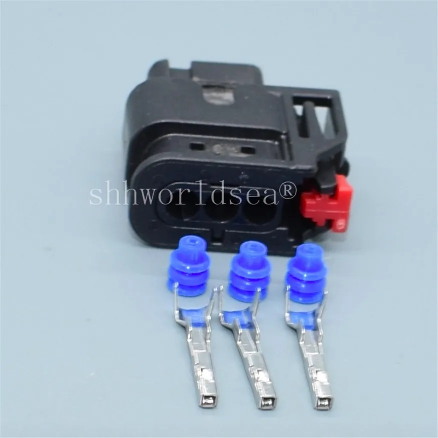 Shhworldsea 1Sets 3 Pin 1.2 Series 1488992-5 Auto Waterproof Plug Black Electrical Connector Cable Wiring Terminal Socket