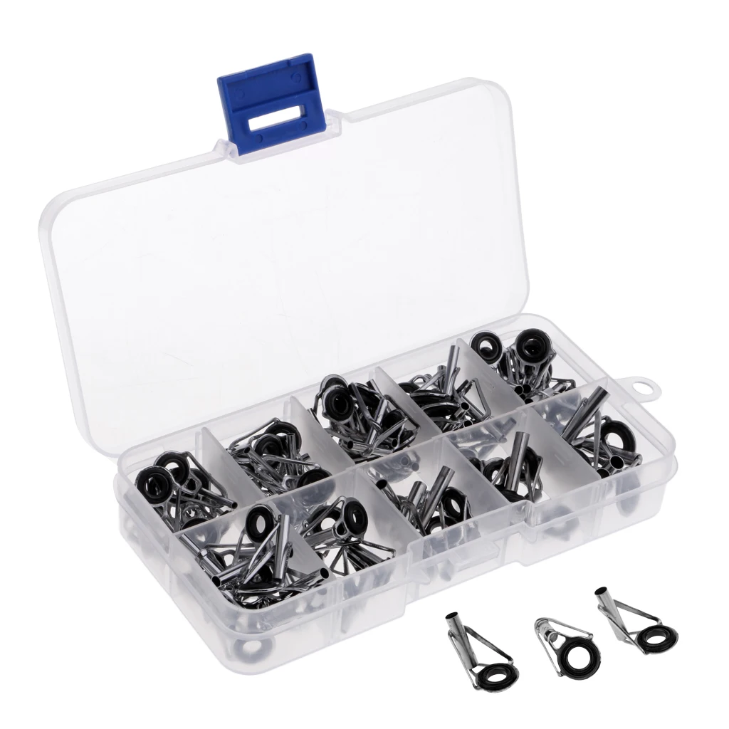 80Pcs Fishing Rod Guide Repaire Kit - Tip Top Eyes Eyelets Smooth Ceramic Ring - Fishing Pole Spare Parts Line Accessories