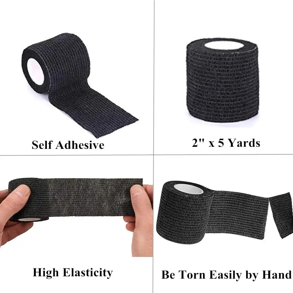 3/96pcs Black Tattoo Grip Cover Tape Nonwoven Self-adhesive Elastic Wraps Waterproof Handle Tattoo Bandage Tattoo Accessories