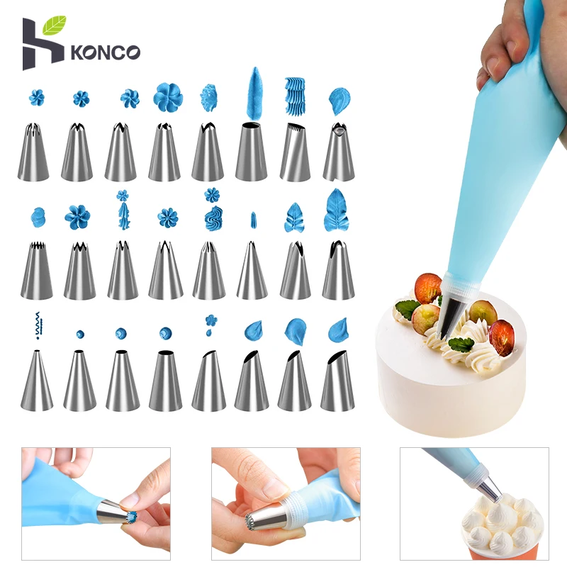 

Konco 27 Pcs Russian Piping Tips Icing Piping Nozzles Set Cake Decorating Tools Stainless Steel Pastry Tips Set Baking Tool