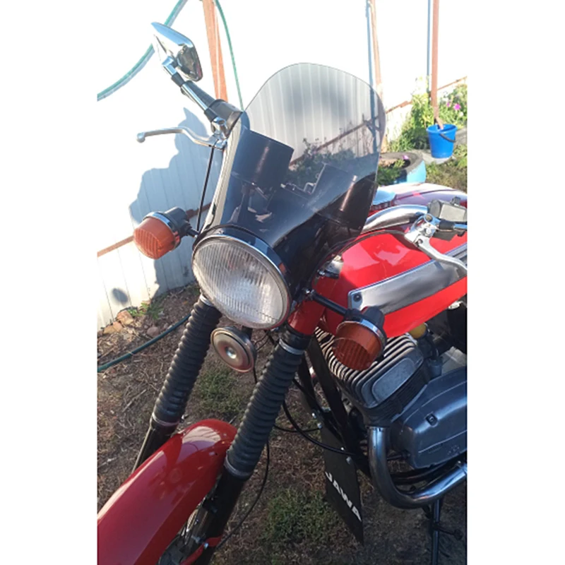 Universal Motorcycle Windshield Windscreen Round Lights Street Bike Glass As For Honda Yamaha Kawasaki Suzuki Smoke