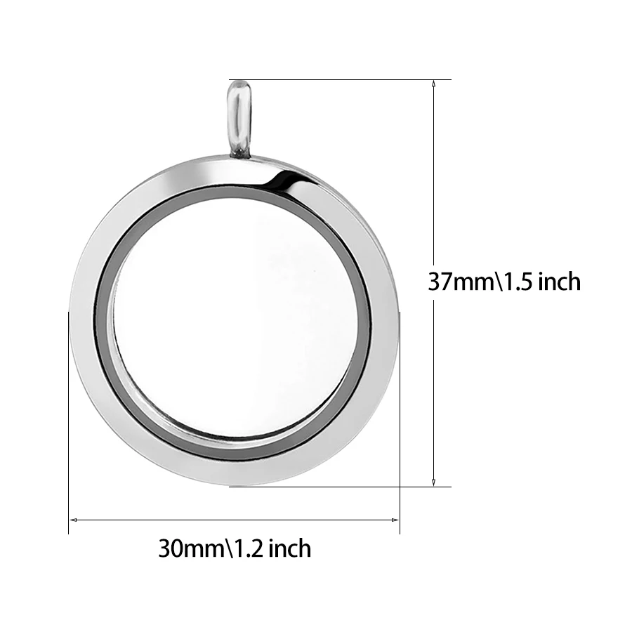 1p 30mm Chains Necklace Pendant Charms Stainless Steel Diy Jewelry Necklace For Women Gift Glass Floating Twist Sliver Locket