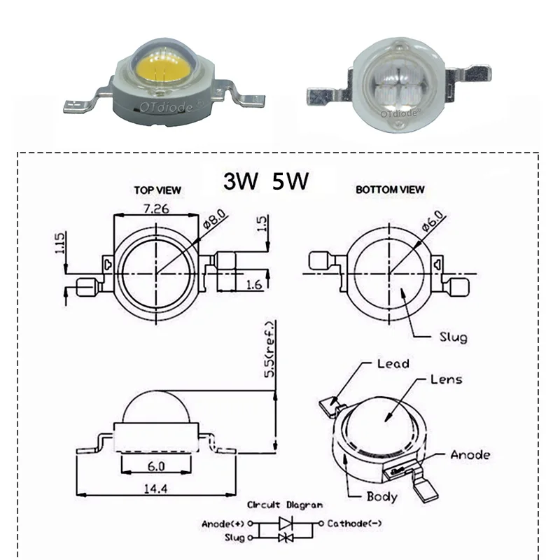 ハイパワーledチップランプ電球,1w,3w,5w,smd,cob,ダイオード,ウォームホワイト,コールドホワイト,レッド,グリーン,ブルー,イエロー,440,660nm,グローライトビーズ,10個