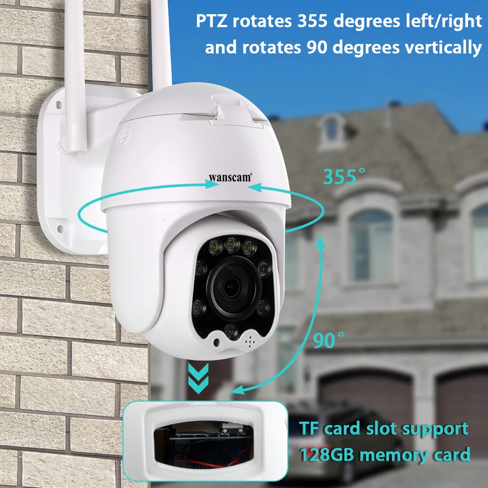 1080P WiFi IP Camera 4X Zoom 360° Remote View PTZ Two Way Audio Color Night Vision Waterproof Outdoor CCTV Security Cam System