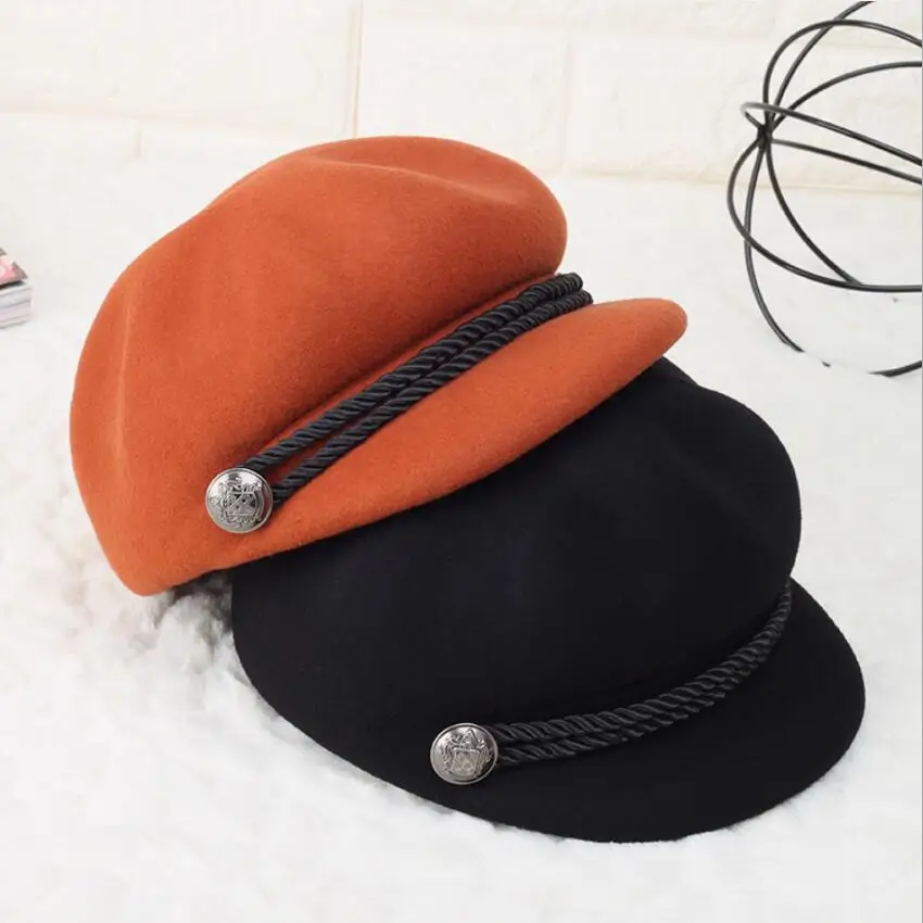 

2022 Various Colors 100% Wool Baseball Cap High Quality String Button caps Beautiful Nice Cute Cool Comfortable Winter Cap Women