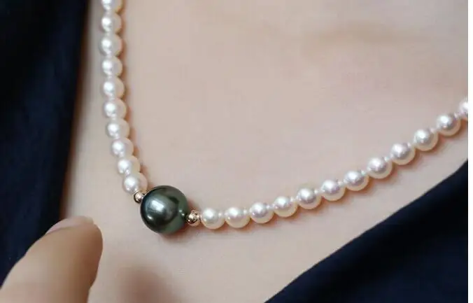 elegant 9-12mm south sea round white black pearl necklace pendant 925silver