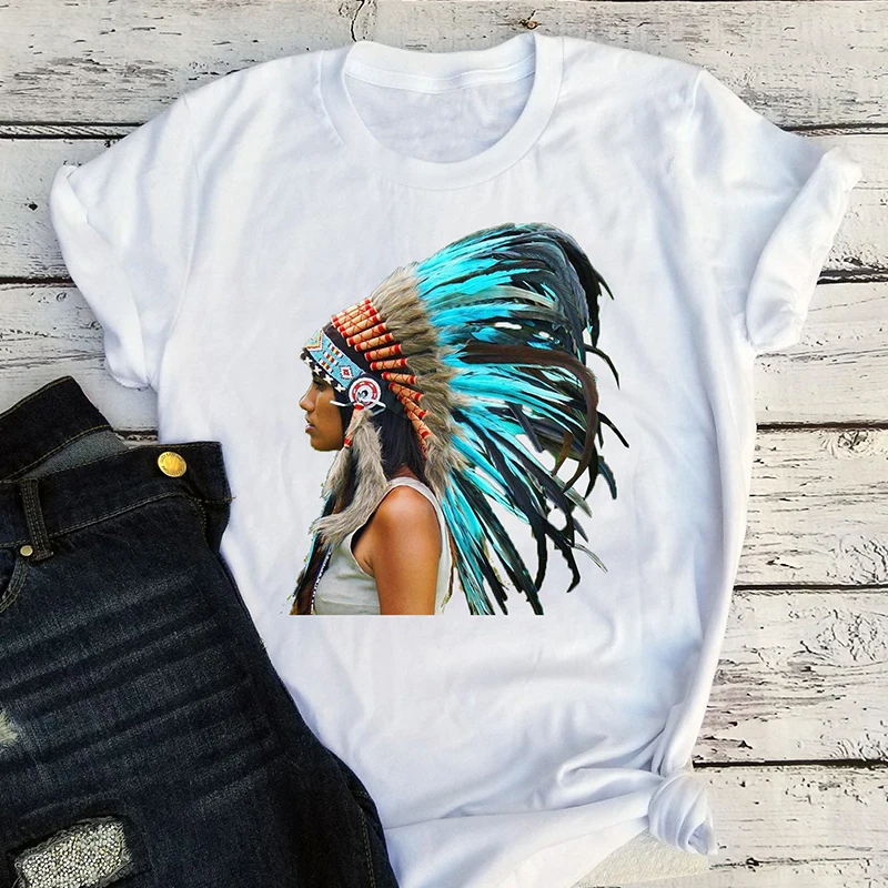 Top  T-shirt Print Punk Casual Short Sleeve T-shirt Female New Graphic Tees Women Indian    T Shirt White  Girls