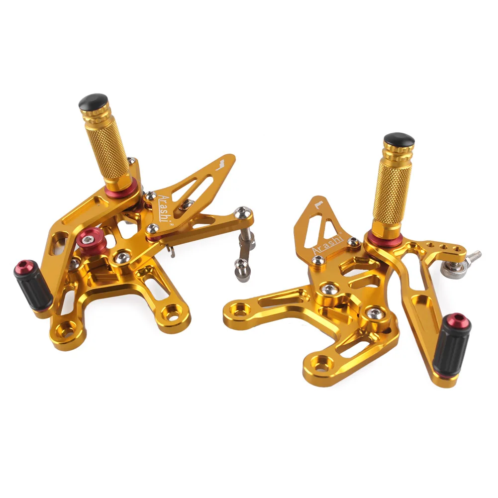 CNC Adjustable Rearset Foot Pegs For Kawasaki ZX10R ZX-10R 2015 Aluminum Alloy Motorcycle Accessories Gold