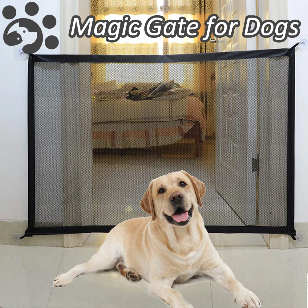 

Magic Gate for Dogs Stretchy Pet Barrier Mesh Folding Baby Safety Fence Portable Dog Safe Guard Enclosure for House Indoor Stair