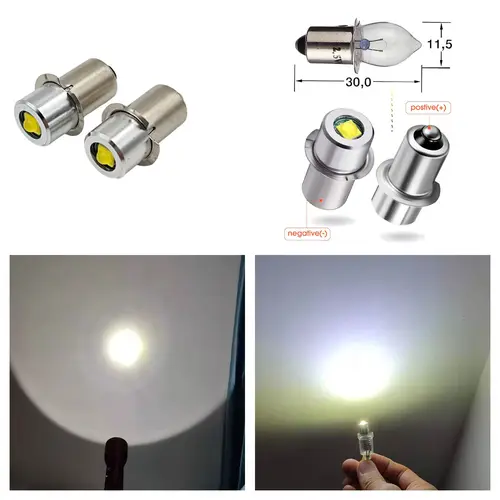 Imagen 2 del producto P13.5S Mag Bombilla LED de luz 3-16 Células C & D Antorcha Maglite Linterna LED Convertidor 3V 4.5V 6V 9V 12V 18V 24V Blanco