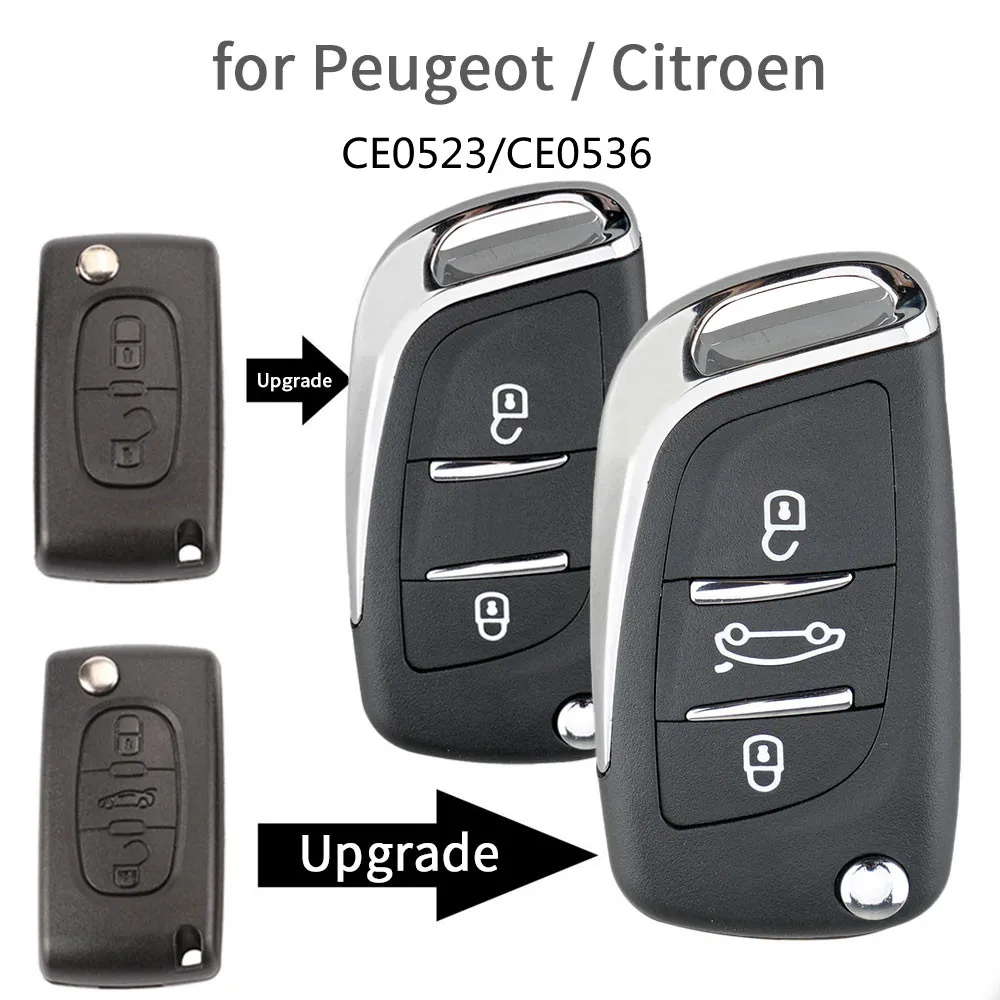 

2/3 Button Car Key Remote Shell Cover Replacement Flip Folding Fob Case with HU83 Blade for Peugeot 107 207 307 307S 308 407 607