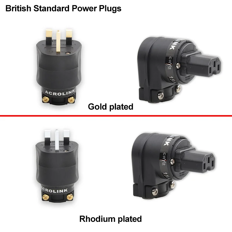 ACROLINK UK EU US CN standard Power Plugs Connector Gold Rhodium Plated Pure Brass rotated 360 degrees 1PC