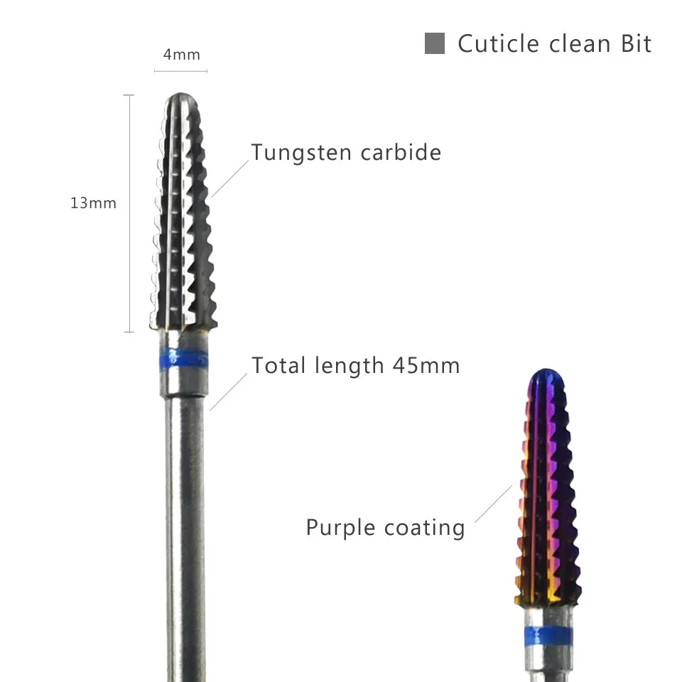 HYTOOS Cone Cuticle Clean Nail Bit 3/32" Carbide Nail Drill Bits  Rotary Milling Cutters for Manicure Nails Accessories Tool