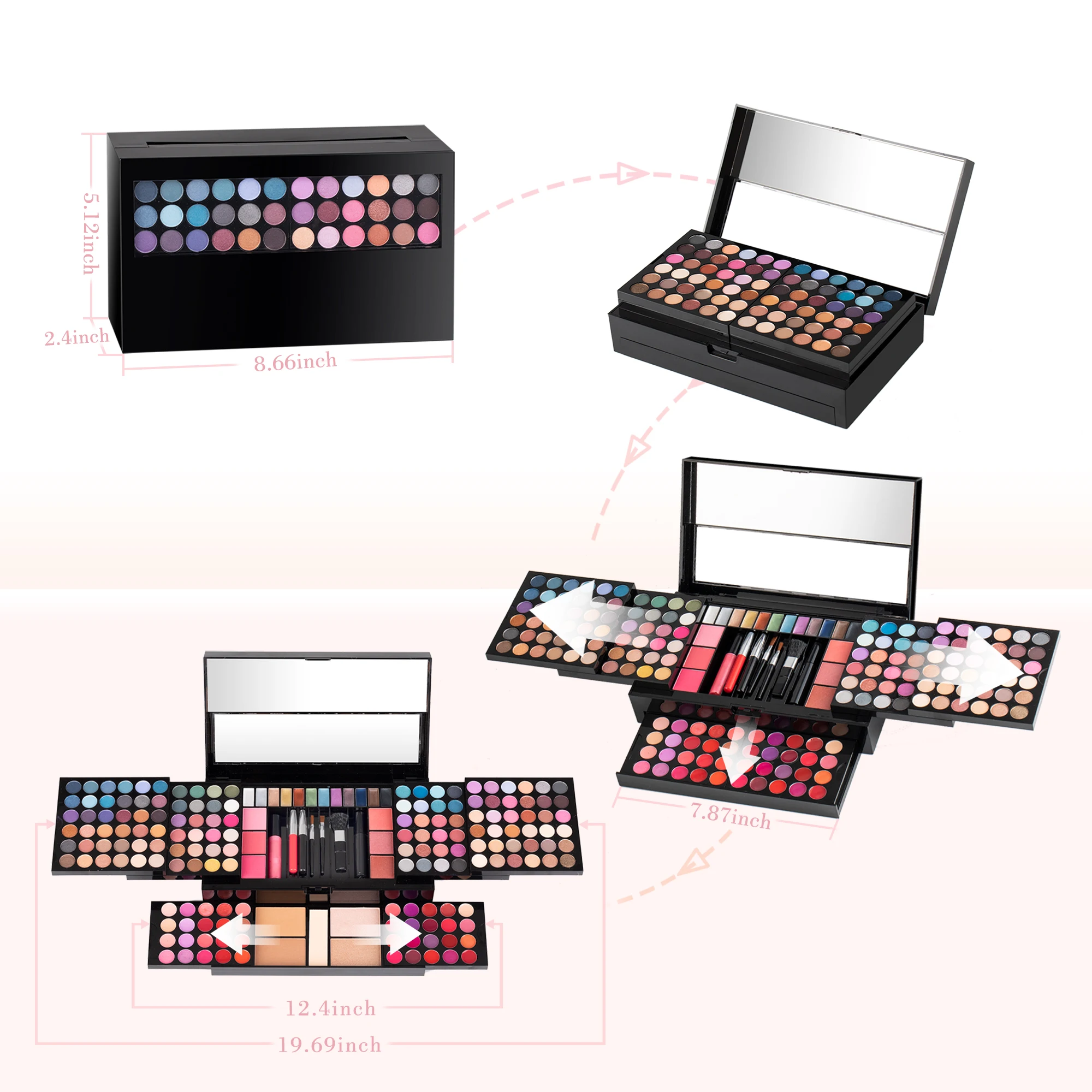 DUER LIKA 120 Color Eyeshadow Blush Cosmetic Foundation Face Powder Makeup Sets Eye Shadows Palette