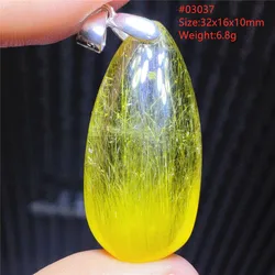 Genuine Natural Gold Rutilated Quartz Water Drop Pendant Gemstone Brazil Necklace Waelthy Stone Women Men Jewelry Brazil AAAAAA