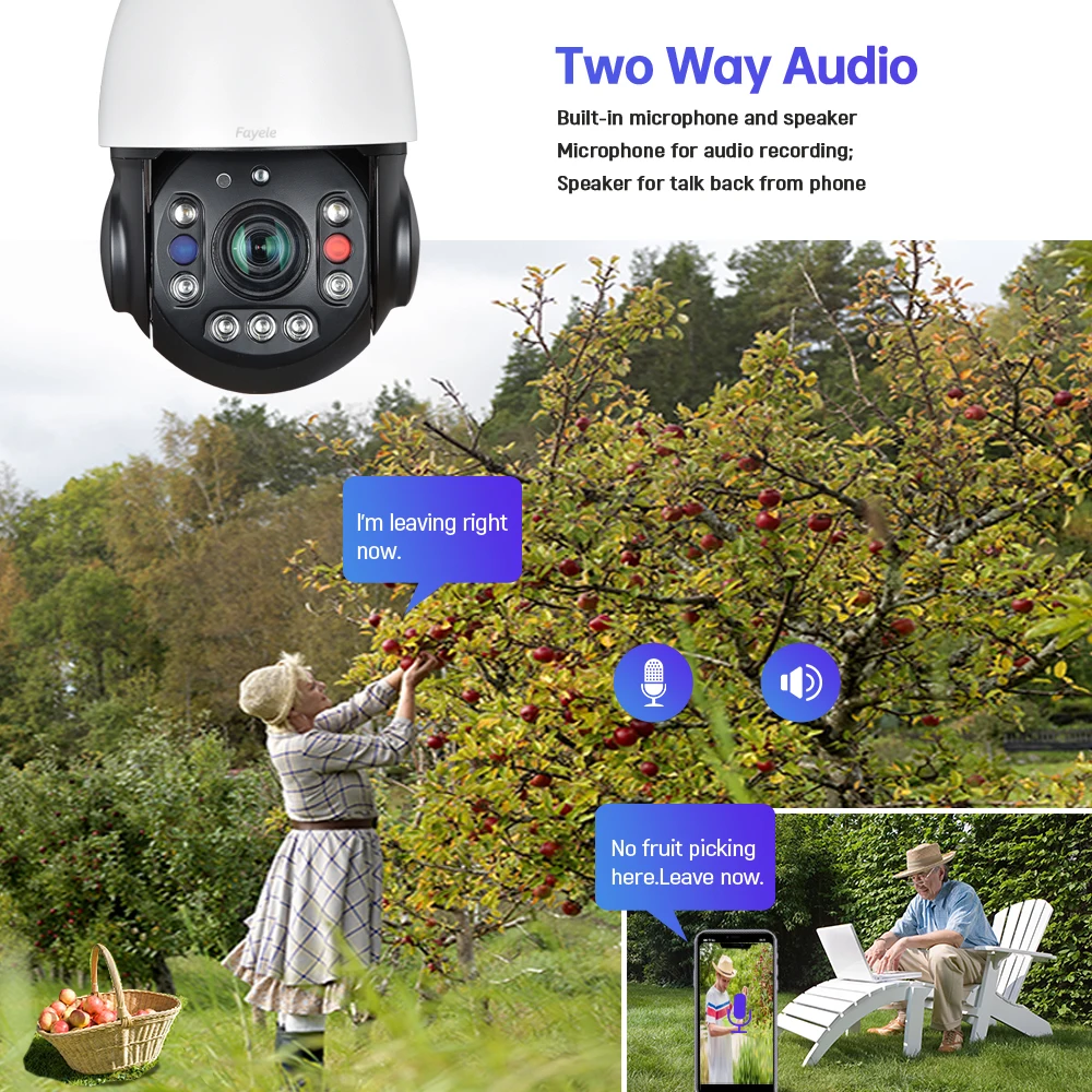 Imagem -03 - Wi-fi Ptz Câmera ip sem Fio Auto Rastreamento Humano 2way Áudio Alarme Sirene Vermelho e Azul 5mp Segurança Lte 4k 8mp 8mp 30x Zoom