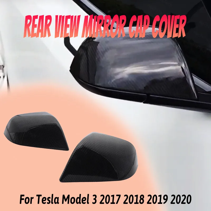 

High Quality Styling Replacement for Tesla Model 3 Model3 Tesla M3 17-21 Carbon Fiber Pattern Rearview Mirror Cover Cap