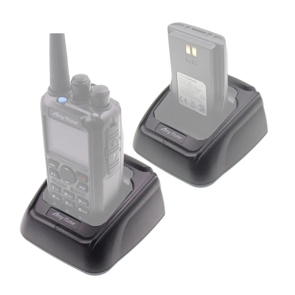 Caricabatterie per Anytone AT-D878 più AT-D868UV caricatore da tavolo Radio portatile e adattatore di alimentazione o caricatore per auto 12V