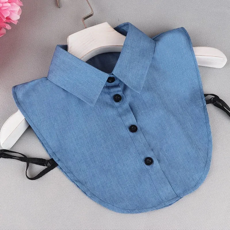 Clothing Accessories Denim Shirt Solid Colors Ladies Blue Fake Collars One Size Women Clothes Detachable Vintage Shirt Collar