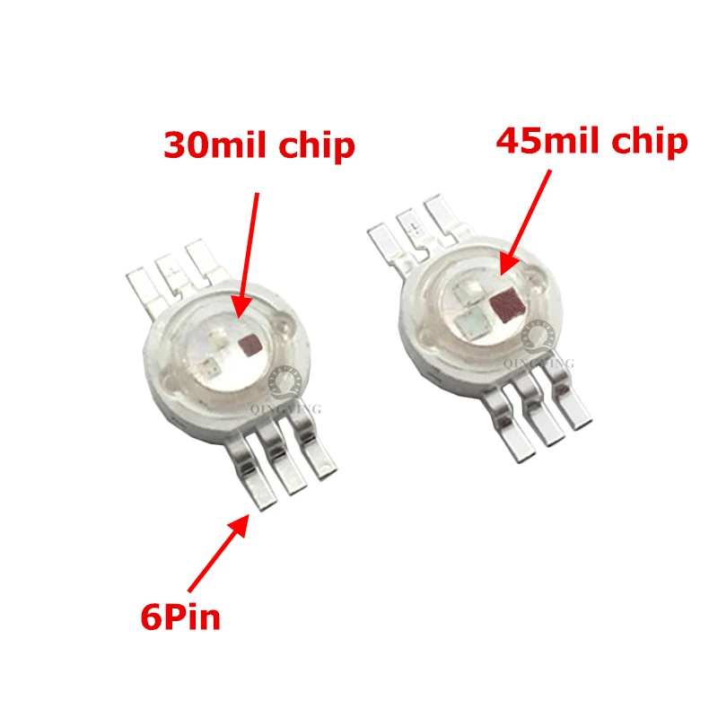 5pcs-20pcs 1W 3W LED RGB High power LED Lamp bulb 4pin 6pin 30mil 45mil Red Green Blue Chip stage lamp chips Excellent Quality