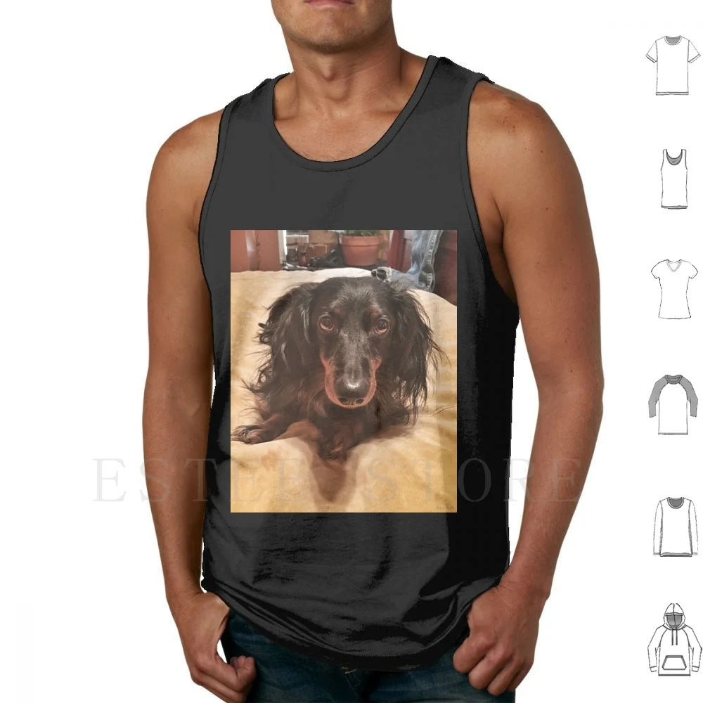 Chili Dog Tank Tops Vest Sleeveless Dog Wiener Dachshund Long Hair Puppy Animal Pet Fur Short Long Nose Nose Stubborn Cute