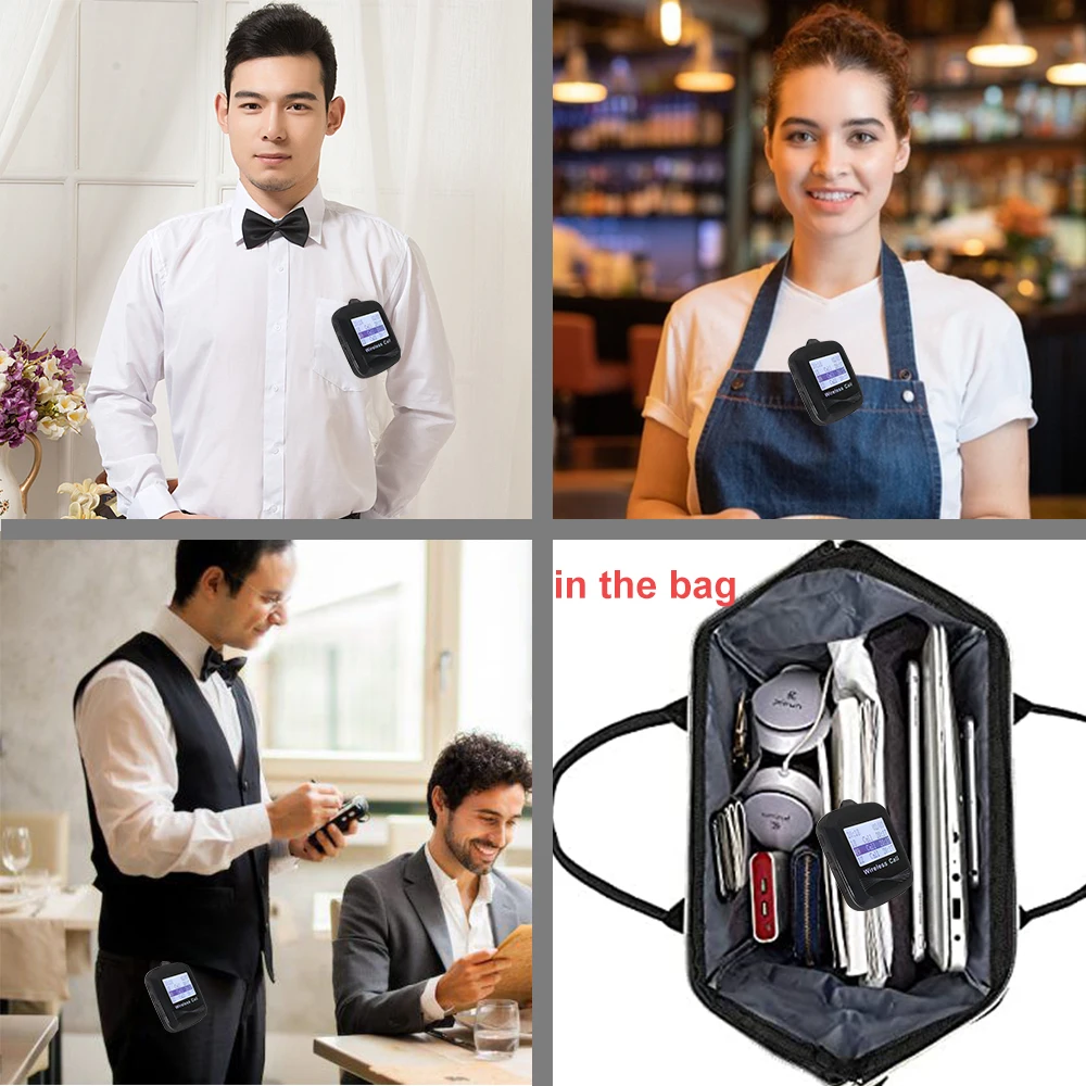 JINGLE BELLS Wireless Restaurant Guest Calling System 1 Waterproof Belt Watch Receiver for Cafe, Bar Call Bell