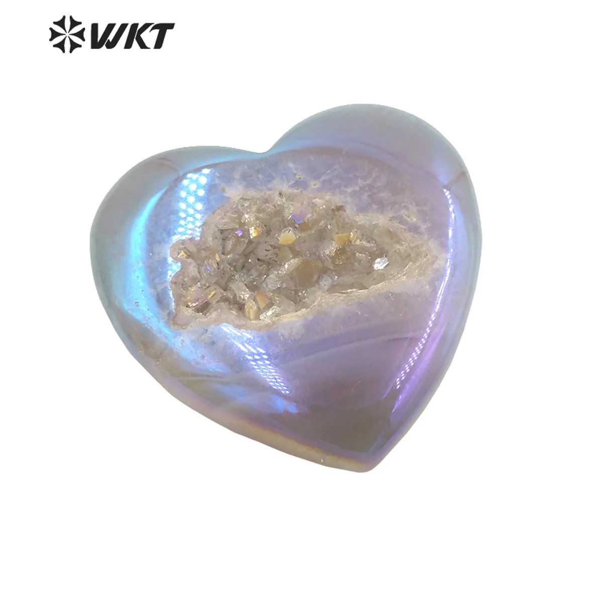 

WT-G311 WKT 2023 Lovely Noble Aura Agates Heart Shaped Stones Natural Stone Jewelry For Girls Gift Fashion Trend