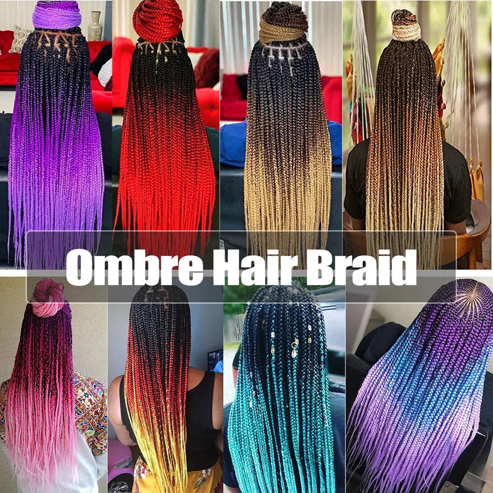 Alororo Synthetic Hair 24 Inch Ombre Extensions Hair for Braids Afro Blue Pink Purple Crochet Braiding Hair Wholesale