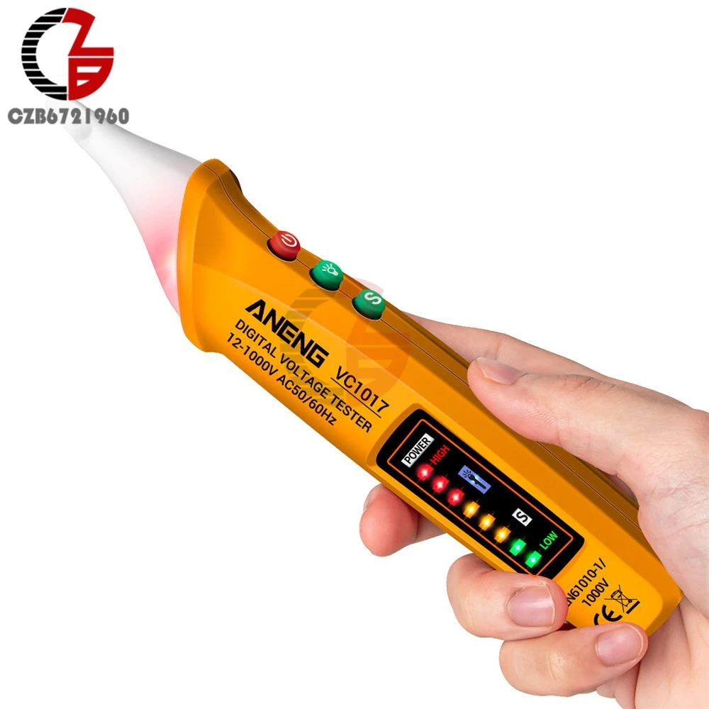 Imagem -02 - Indicador Elétrico sem Contato Tomada de Parede Tomada de Alimentação ac Sensor de Tensão Detector Testador Caneta Luz Led Voltímetro Vc1017 121000v