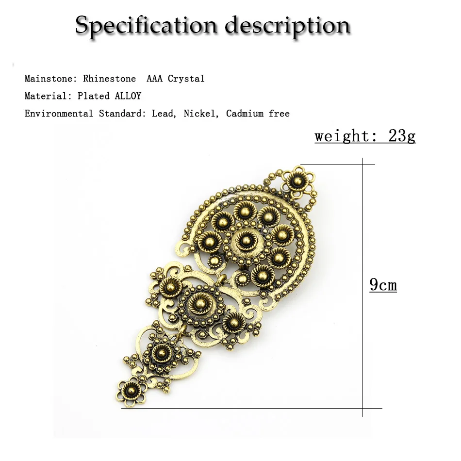 Sunspicems Bohemia Women Brooch Europe Vintage Flower Pendant Brooch Pins Retro Gold Silver Color Bridal Wedding Jewelry Gift